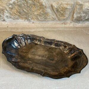Oneida Silver Plated Serving Tray Decor Trinket Bowl Scalloped Edges 6" x 12"